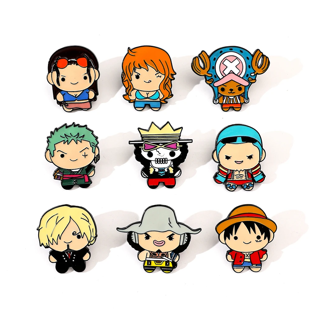 Anime One Piece Merchandise - 9 個クリエイティブ漫画ブローチアニメワンピースエナメルピン金属バッジジュエリー衣類バックパックアクセサリー友人へのギフト