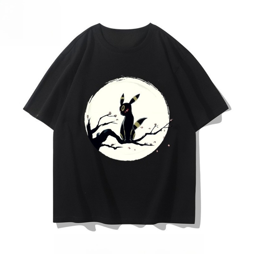 Anime Merchandise Store Japan - メンズ新しいポケモンアンブレオンアニメーションクリエイティブプリント Tシャツ男性と女性の夏の新しいトレンドルーズカジュアル半袖トップ
