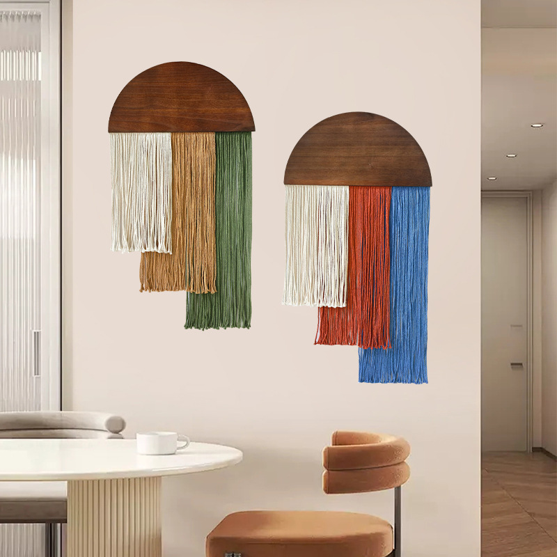 半円形木製タッセルタペストリー三色段々タッセル壁飾りホテル壁 - Wall Scroll Tapestry のレビューと価格