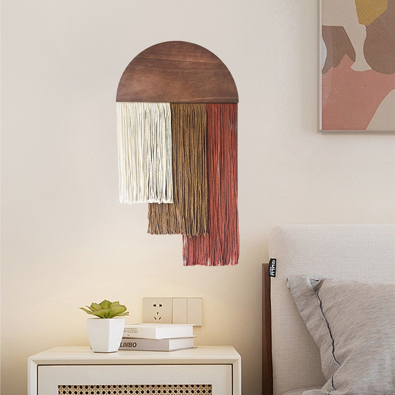 半円形木製タッセルタペストリー三色段々タッセル壁飾りホテル壁 - Wall Scroll Tapestry のレビューと価格