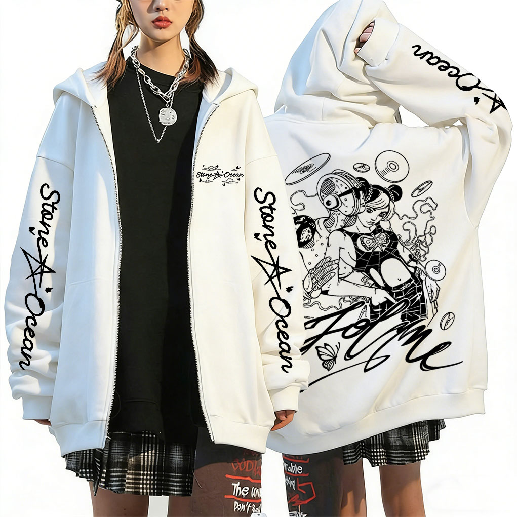 アニメジョジョの奇妙な冒険徐倫クジョグッズジッパーパーカー男 - Anime Merch Hoodie のレビューと価格