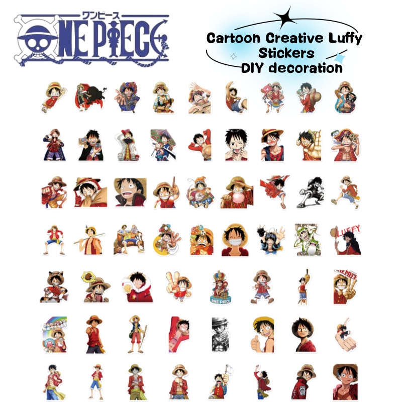 ワンピースのアニメキャラクター、ルフィの漫画風落書きステッカ - Anime One Piece Merchandise のレビューと価格
