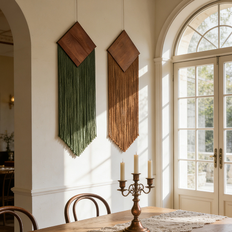 ボヘミアンコットンロープ織りタペストリー、トレーリングフリン - Wall Scroll Tapestry のレビューと価格