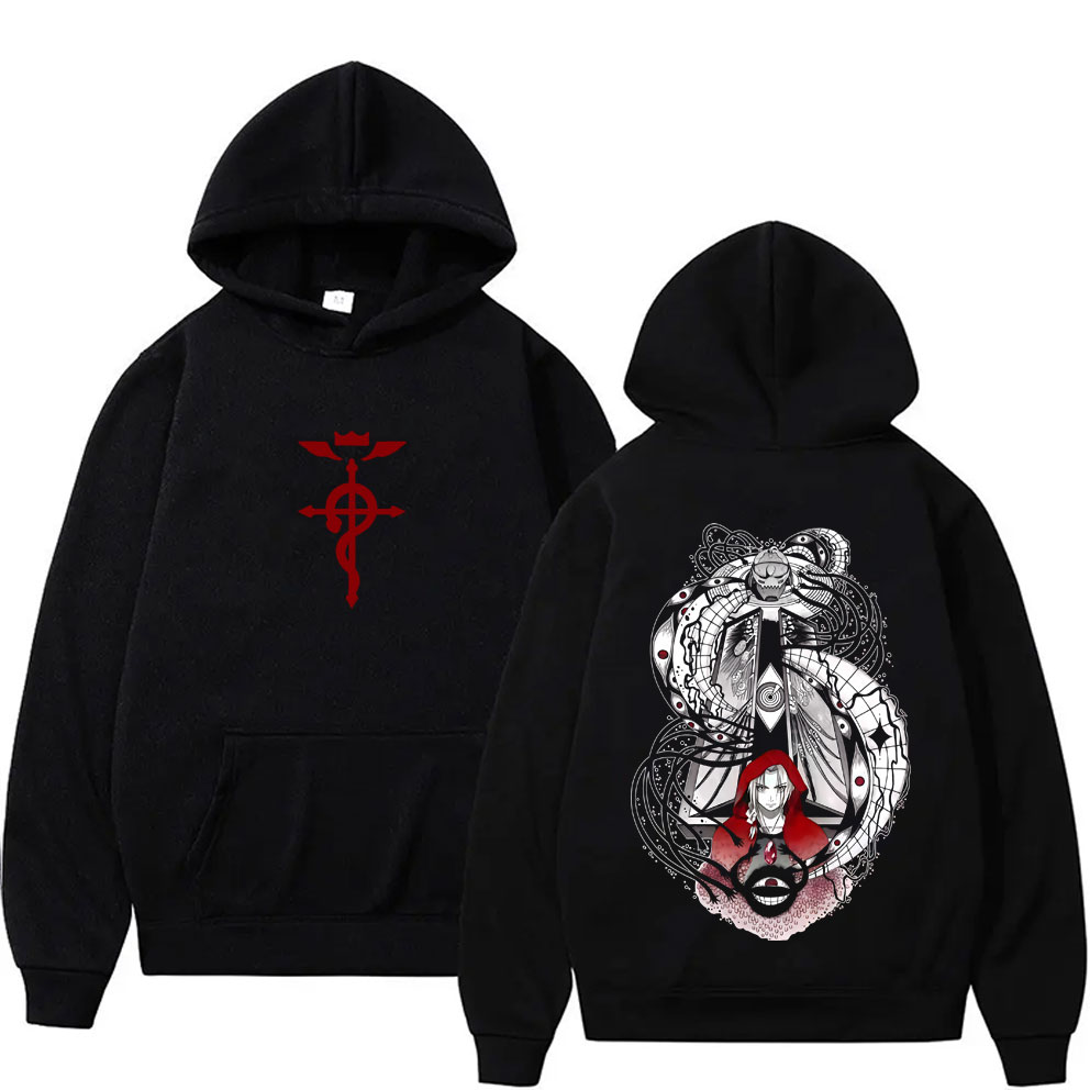 ホットな日本アニメ鋼の錬金術師エドワード・エルリックとアルフ - Anime Merch Hoodie のレビューと価格